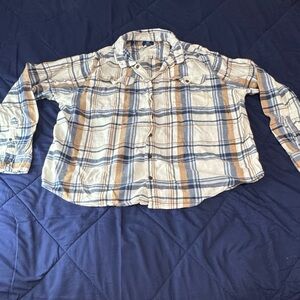 George Men's Casual Plaid Shirt - Blue and Tan